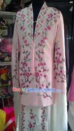 Ancient Chinese Embroidered Flower Long Robe for Women