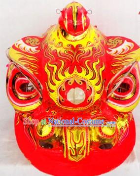 Supreme Red and Gold Lion Dance Costumes Complete Set with Red Long Wool