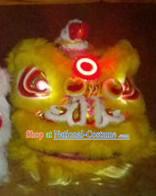 LED Lights Circle Yellow Wool Lion Dance Costumes Full Set