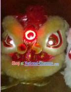 LED Lights Circle Maize-yellow Wool Lion Dance Costumes Full Set