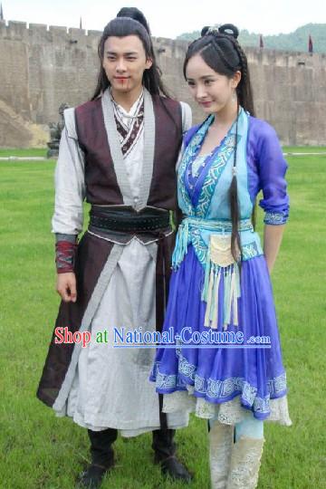 Ancient Chinese Swordsman Costumes and Swordswoman Costumes 2 Sets