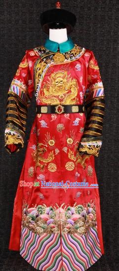 Traditional Chinese Bridegroom Imperial Royal Wedding Costumes and Hat for Men