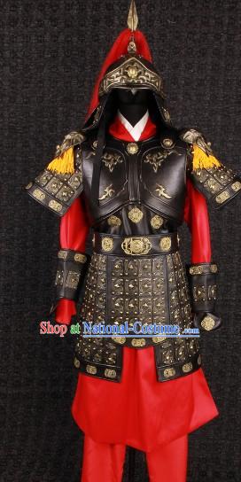 Ancient Chinese Hua Mulan Female General Armor Costumes and Helmet for Women