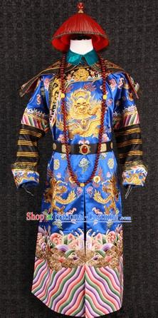 Ancient Chinese Film Costumes Design Official Clothes and Hat Complete Set for Men