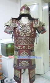 Ancient Chinese Military Armor Costume and Helmet Complete Set for Adults