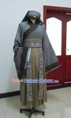 Ancient Chinese Ordinary People Clothes and Hat Complete Set for Men