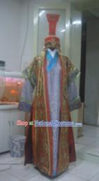 Ancient Chinese Mongolian Princess Long Robe and Hat Complete Set for Women