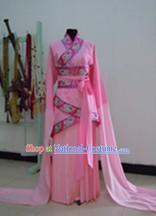 Ancient Chinese Pink Long Sleeves Dance Costumes for Women