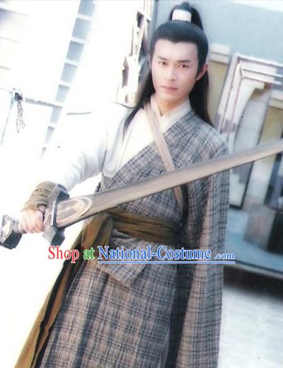 TV Drama Character Yang Guo Costumes Robe Complete Set for Men