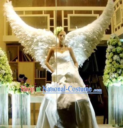 Handmade Pure White Feather Angel Wings Dance Performance Prop