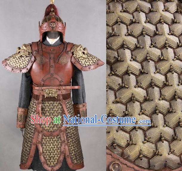 Ancient Chinese General Armor Costumes and Helmet Complete Set