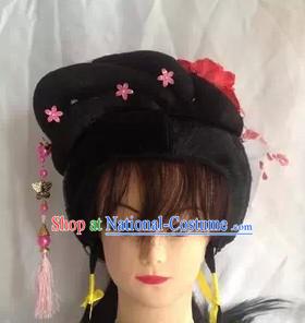 Chinese Opera Hua Dan Black Wig and Accessories