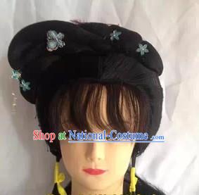 Chinese Opera Hua Dan Black Wig and Accessories