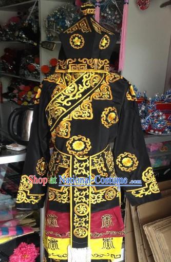 Ancient Chinese Embroidered Opera Costumes and Hat for Men