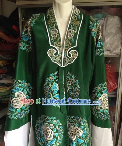 Green Embroidered Flower Opera Costumes