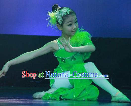 Green Folk Dance Costumes Complete Set for Kids