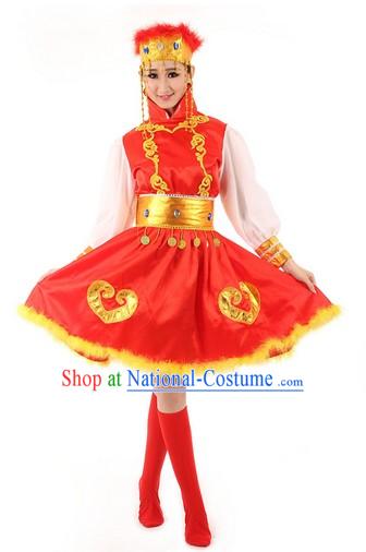 Red Folk Dance Costumes Complete Set for Kids