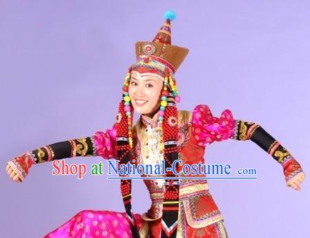 Mongolian Female Dance Costume and Hat