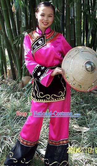 Traditional Chinese Maonan Tribe Outfit and Hat