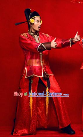 Chinese Classic Wedding Bridegroom Outfit and Hat