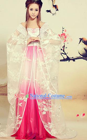 Ancient Chinese White Beauty Floral Dress