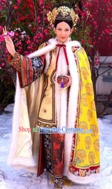 Qing Dynasty Empress Clothing, Cape and Headdress Complete Set