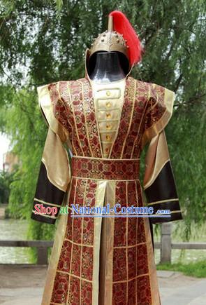 Ancient Chinese General Armor Costumes and Helmet Complete Set