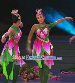 Chinese Stage Performance Professional Flower Dance Costumes Complete Set