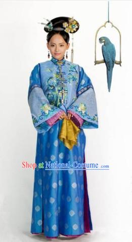 Qing Dynasty Imperial Princess Dresses and Headdress Complete Set