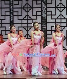 Jasmine Flower Pink Competition Dance Costumes and Headwear Complete Set