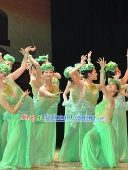 Jasmine Flower Competition Dance Costumes and Headwear Complete Set