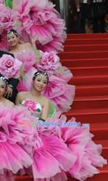 Pink Flower Dance Costume and Headdress Complete Set