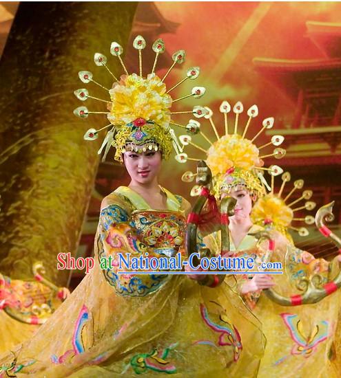 Chinese Tang Dynasty Imperial Classical Dancing Costumes Dancewear and Headdress Complete Set