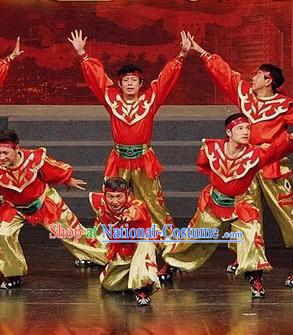 Mongolian Red Dance Costumes for Festival Celebrations