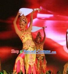 Chinese Lute Dancing Costumes and Headdress Complete Set