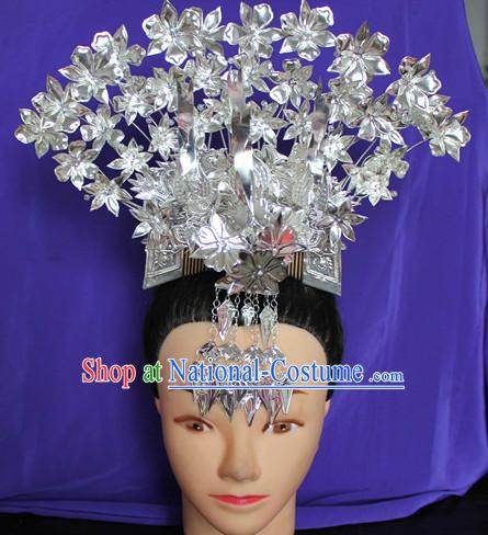 Traditional Miao Ethnic Silver Three Birds Comb Hat