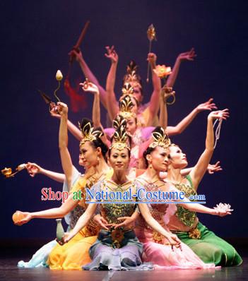 Ancient Chinese Fairy Dance Costumes and Headpieces of Various Colors