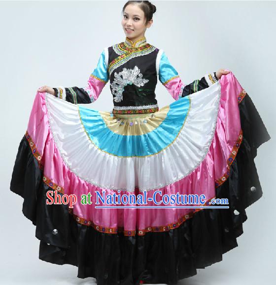 Yi Ethnic Minority Dance Costumes Clothes