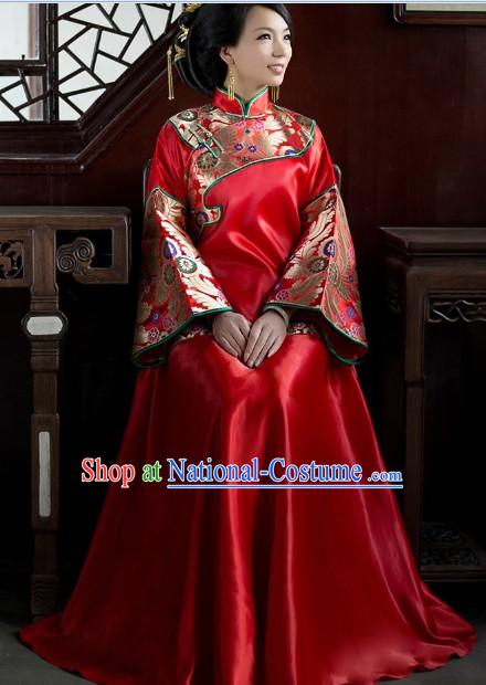 Traditional Chinese Wedding Blouse and Skirt for Brides