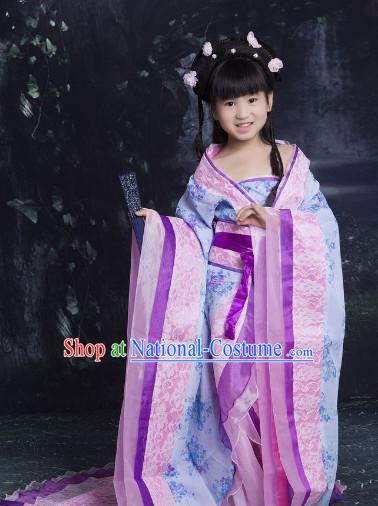 Chinese Princess Purple Guzhuang Hanfu Clothes for Kids