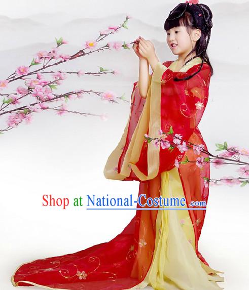 China Imperial Princess Red Hanfu Wedding Dress with Long Trail