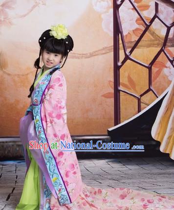 China Imperial Princess Long Tail Hanfu Wedding Garment for Kids