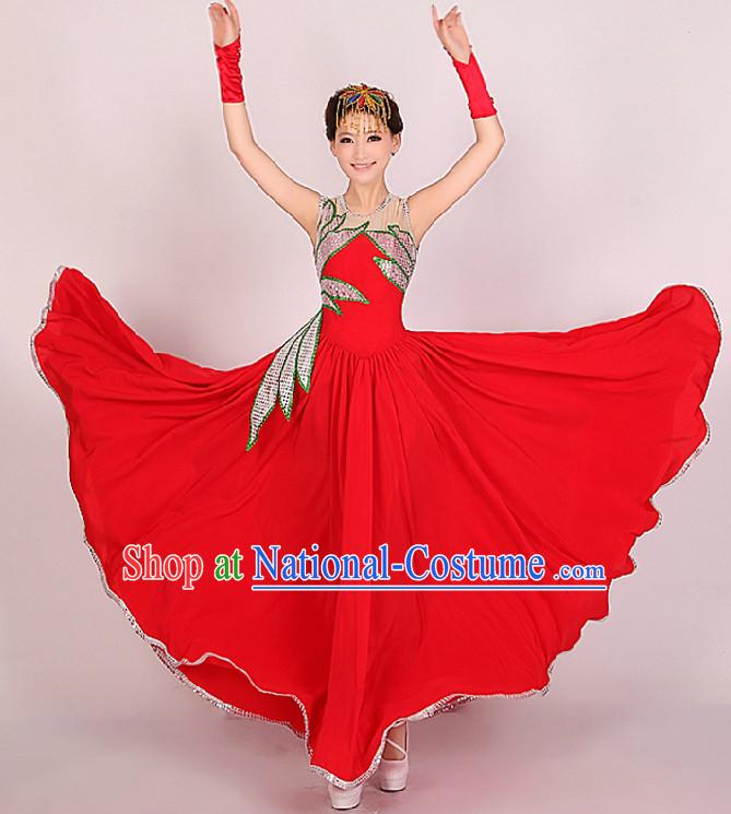 Traditional Chinese Red Opening Festival Celebration Dance Skirt