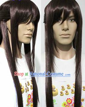 Ancient Chinese Style Black Long Hero Wig for Men