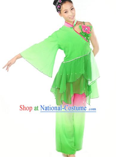 Professional Dance Troupe Fan Dancing Costume and Headdress