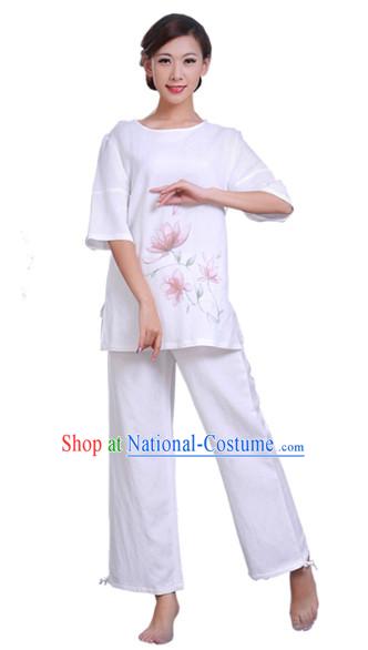 Top Comfortable Mandarin Collar Meditation Yoga Tea-making Kung Fu Master Dresses Complete Set