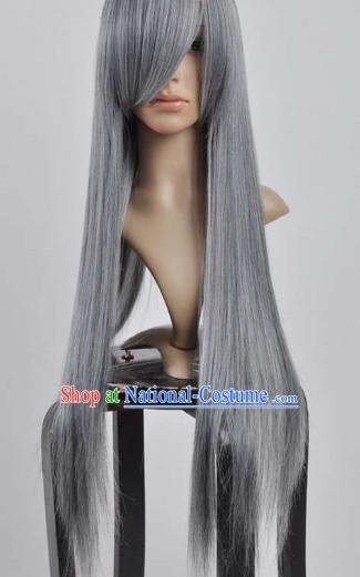 Ancient Chinese Style Long Grey Wig for Men