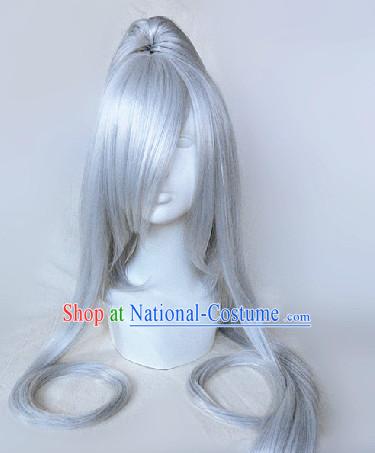 Ancient Chinese Long Grey Hair Wig for Men