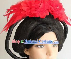 Ancient Chinese Long Empress Wig and Headwear for Women