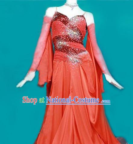 Special Custom Make Top Red Waltz Dancing Competition Costume for Women